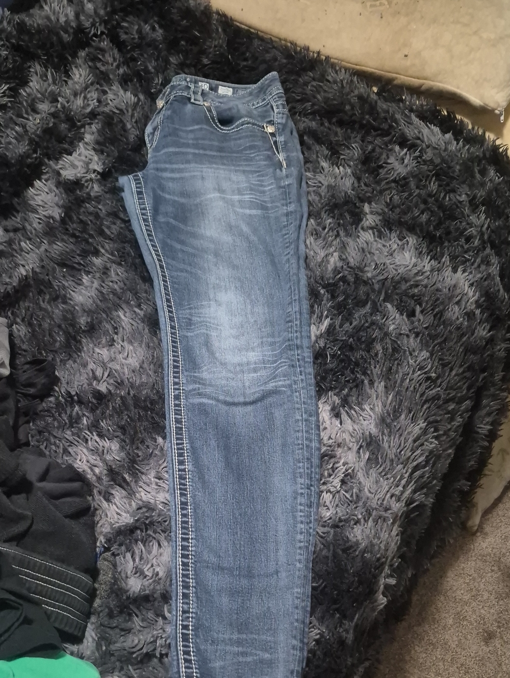 Miss Me Women's Dark Blue Skinny Jeans with Contrast Stitching